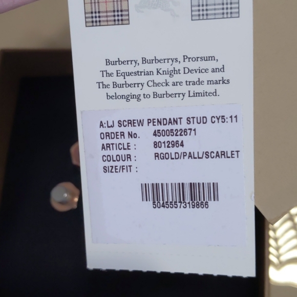 Burberry Nut & Bolt Rose Gold Drop Earrings - Picture 10 of 13